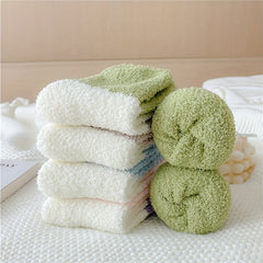 6 Pairs Colorblock Pattern Plush Socks Soft Mid Tube Women's Stockings