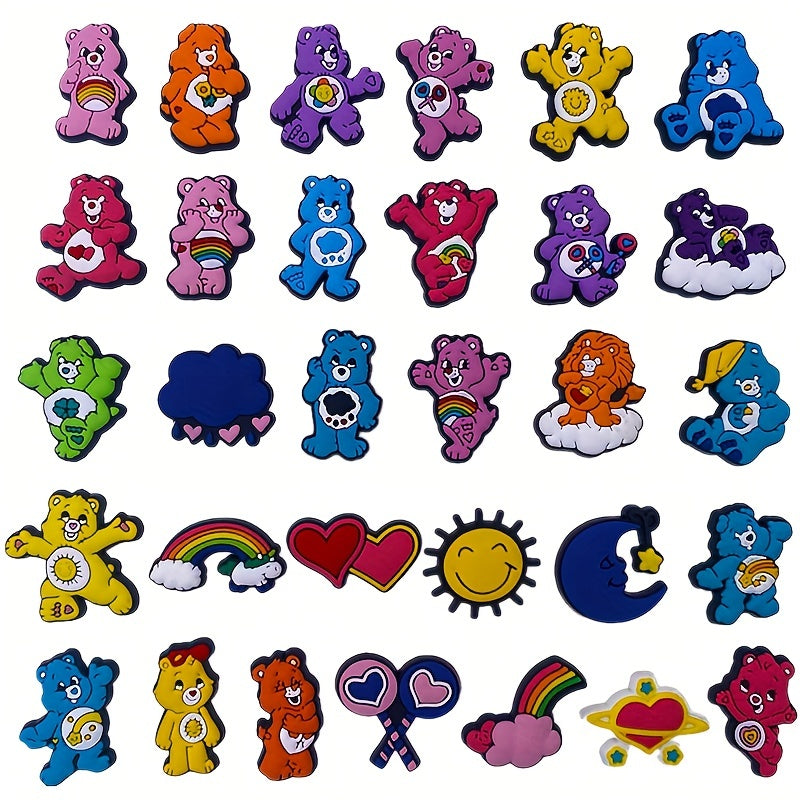 31pcs Cartoon Bear Shoe Charms for Crocs, Party Favors, Birthday Gift
