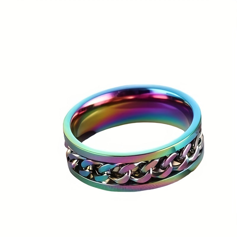 Titanium Steel Rotatable Chain Men's Ring Bottle Opener
