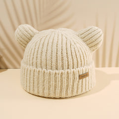 Pop Ears Beanie Winter Soft Knit Beanie Hat Warm Skull Cap for Women