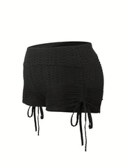 Plus Size Women's Honeycomb Pattern Drawstring High Stretch Shorts