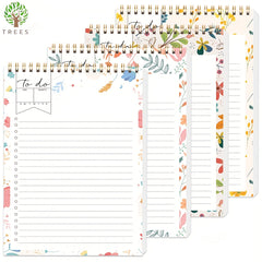 Flower Pattern Daily Planner To Do List Notepad Spiral Organizer