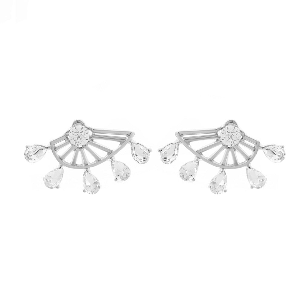 Zircon Geometric Earrings Rear Hanging Love Water Drop Earrings