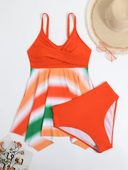  Vacay Swimsuit Set Women's Plus Strip Wrap Dress & Panty 2pcs