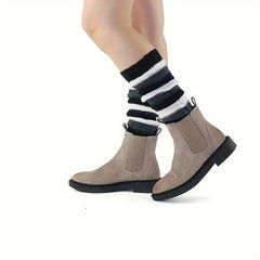 Striped Knitted Leg Warmers Warm Colorblock Knee High Socks