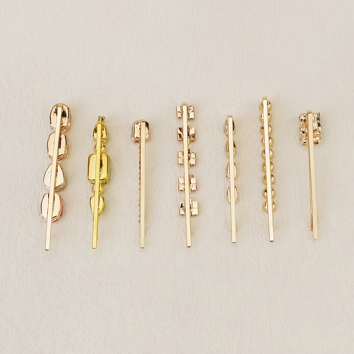 7pcs Colorful Rhinestone Hairpin Golden Hair Clip