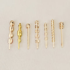7pcs Colorful Rhinestone Hairpin Golden Hair Clip