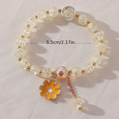 Summer Style Beaded Daisy Pendant Bracelet for Women