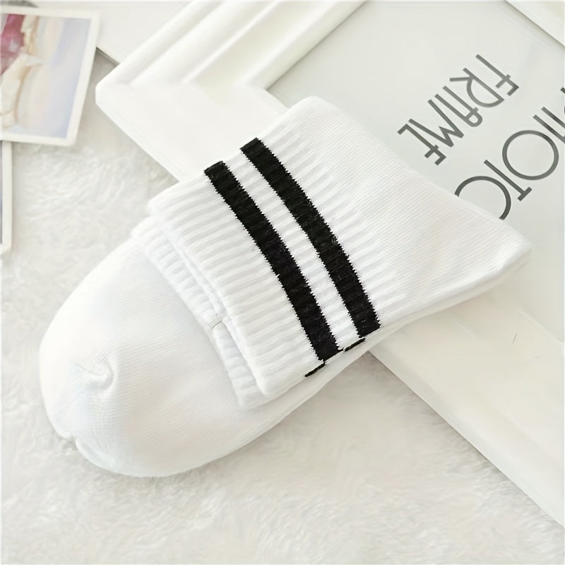Striped Mid Tube & Japanese Crew Socks Women's Stockings