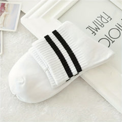 Striped Mid Tube & Japanese Crew Socks Women's Stockings