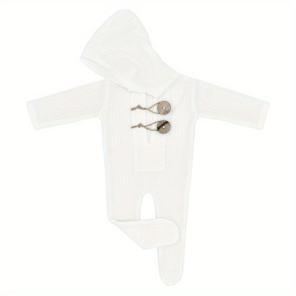 Newborn Baby Hooded Jumpsuit Photography Props Hat Romper Knitted Bodysuit