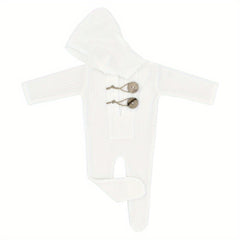 Newborn Baby Hooded Jumpsuit Photography Props Hat Romper Knitted Bodysuit