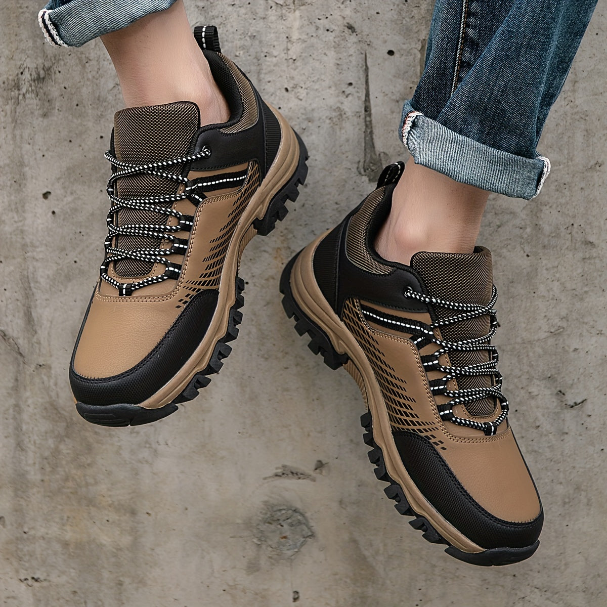 Men's Low Top Lace Up Sneakers for Outdoor Activities
