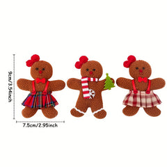 3pcs Gingerbread Man Ornaments For Christmas Tree