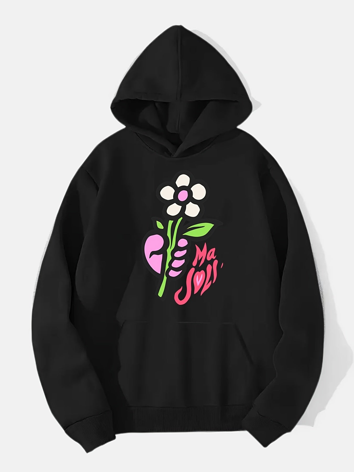 Cartoon Flower Print Hoodie for Men