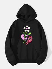 Cartoon Flower Print Hoodie for Men