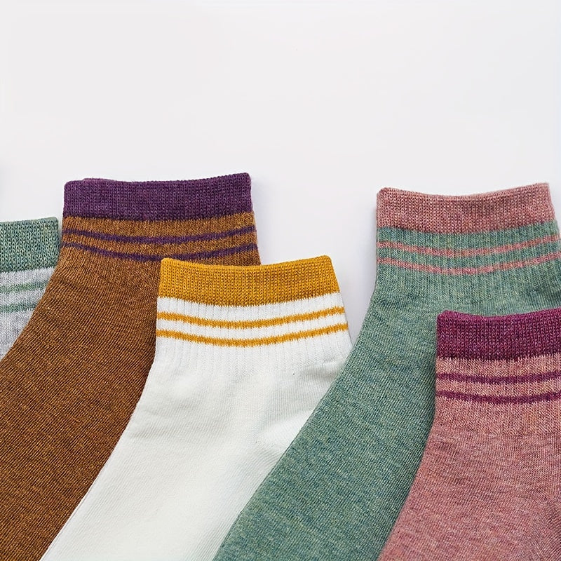 6 Pairs Striped Short Socks Lightweight Sports Stockings