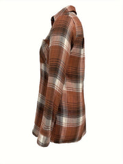  Plaid Print Long Sleeve Button Up Shirt