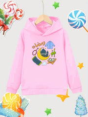 Moon & Items Pattern Girl's Cotton Hoodie Active Slightly Stretch