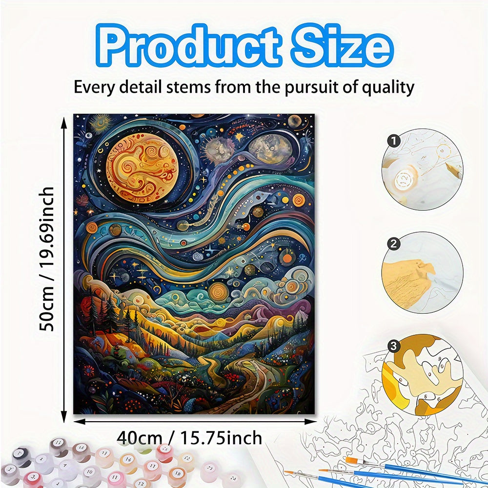 Starry Night Scene 40 64x50 Acrylic Painting Kit Frameless Beginner Friendly