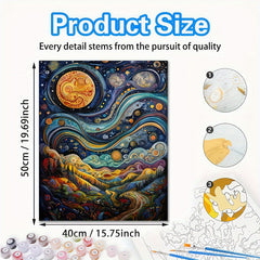 Starry Night Scene 40 64x50 Acrylic Painting Kit Frameless Beginner Friendly