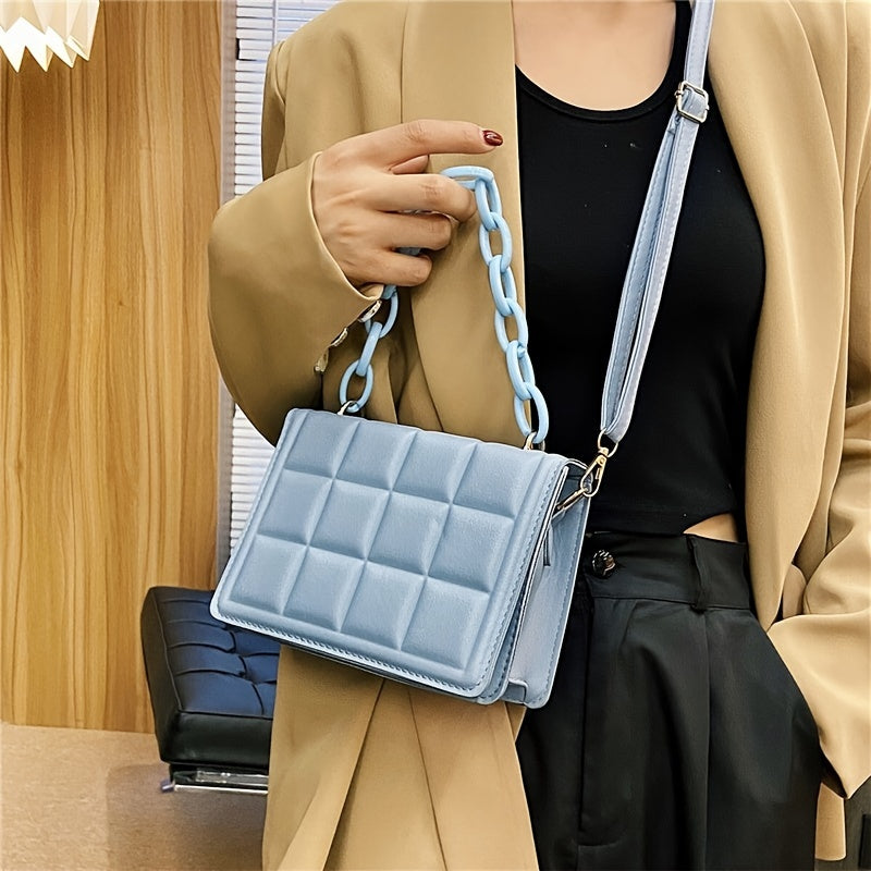 Embossed Flip Shoulder Bag All Match Handbag Faux Leather Bag