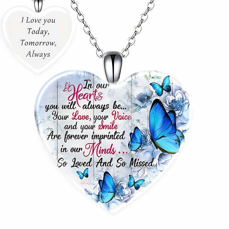Heart Butterfly Crystal Pendant Necklace Neck Jewelry Christmas Gift