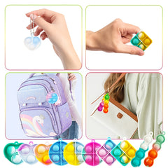 8pcs Mini Pop Keychains Assorted Shapes Fidget Toys for Kids