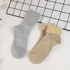 5 Pairs Fuzzy Solid Socks Warm Mid Tube Women's Stockings