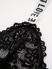  Sexy Bra Women's Plus Floral Lace Letter Tape Hook & Eye Bra