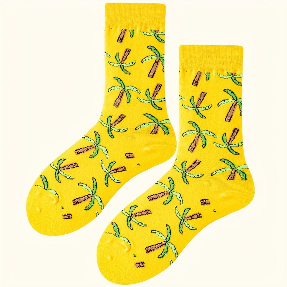 Coconut Tree Print Socks Women's Stockings