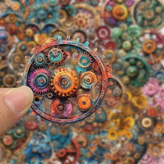 50pcs Steampunk Gears Waterproof Stickers Intricate Mechanical Self Adhesive