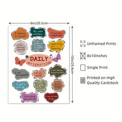 Educational Art Print Daily Affirmations Poster 20x25cm Unframed
