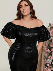  Off Shoulder Sequin Party Dress