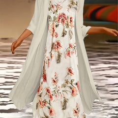  Women's Floral Tank Dress & Cardigan Set