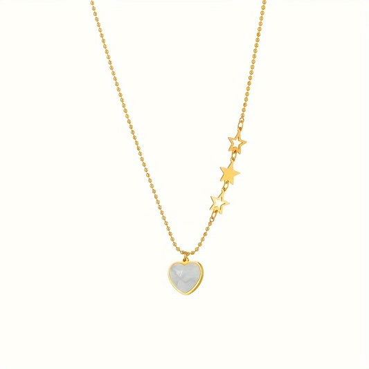 Stainless Steel Necklace Star Heart Pendant