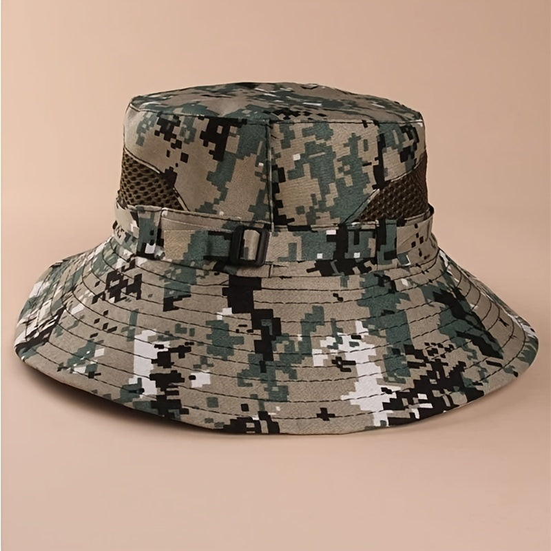 Kids Camo Sunshade Bucket Hat for Outdoor Hiking