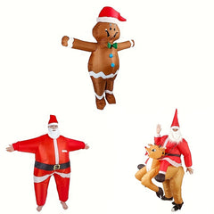 Christmas Santa Claus Riding Deer Inflatable Costume Party Dress Up