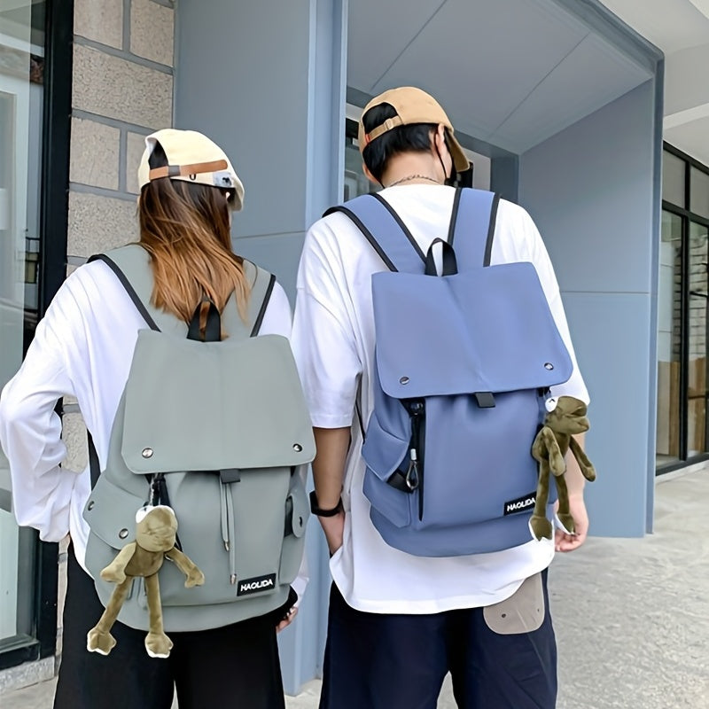 Casual Flap Backpack Drawstring School Bag Nylon Outdoor Travel Daypack
