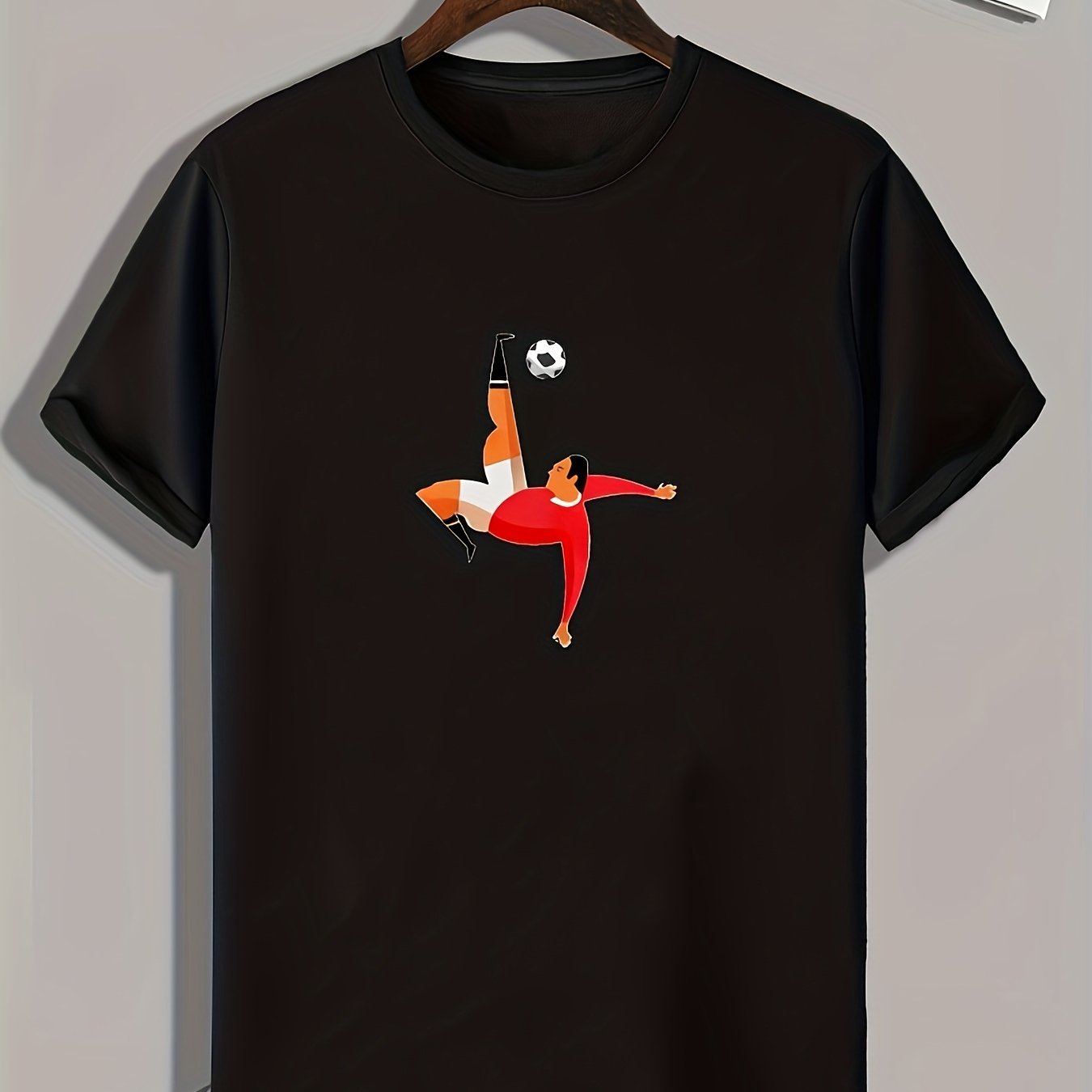 Football Player Print Men's Comfy T shirt Active Tee For Summer