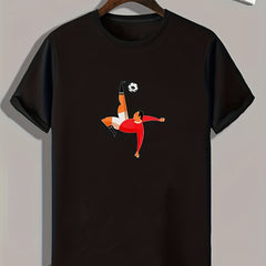 Football Player Print Men's Comfy T shirt Active Tee For Summer