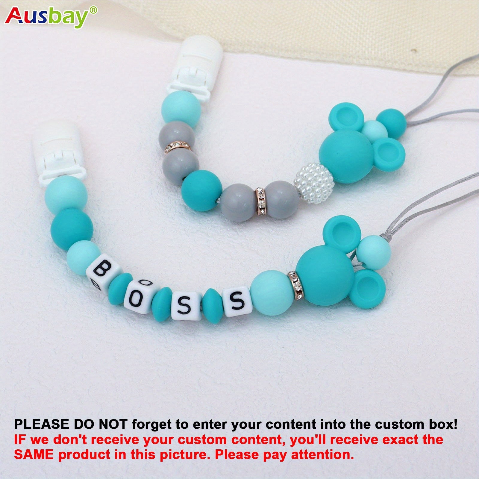 2pcs Personalized Pacifier Clips Customized Dummy Chain Gift