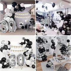30th Birthday Silver Flower Wreath Balloon & Confetti Decoration