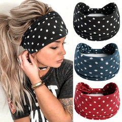 Polka Dot Pattern Hair Band Sports Elastic Hair Band Wide Brim Headband