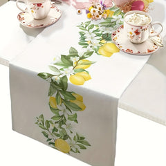 Polyester Table Runner Rustic Lemon Leaves Kitchen Dining Dresser Yellow Farmhou