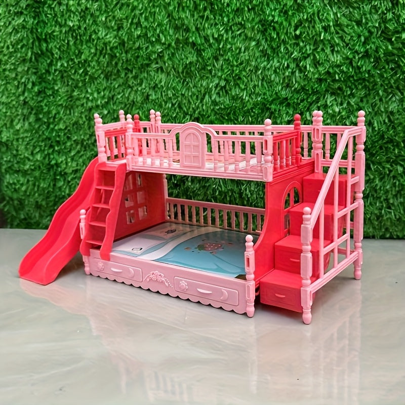 Dollhouse Mini Twin Slide Bed for Princess Room Decor