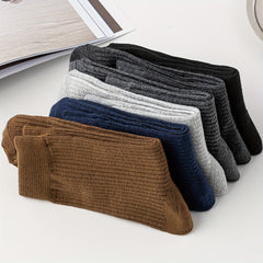 6 Pairs Women's Mid Tube Socks Solid Color Comfy & Breathable Stockings