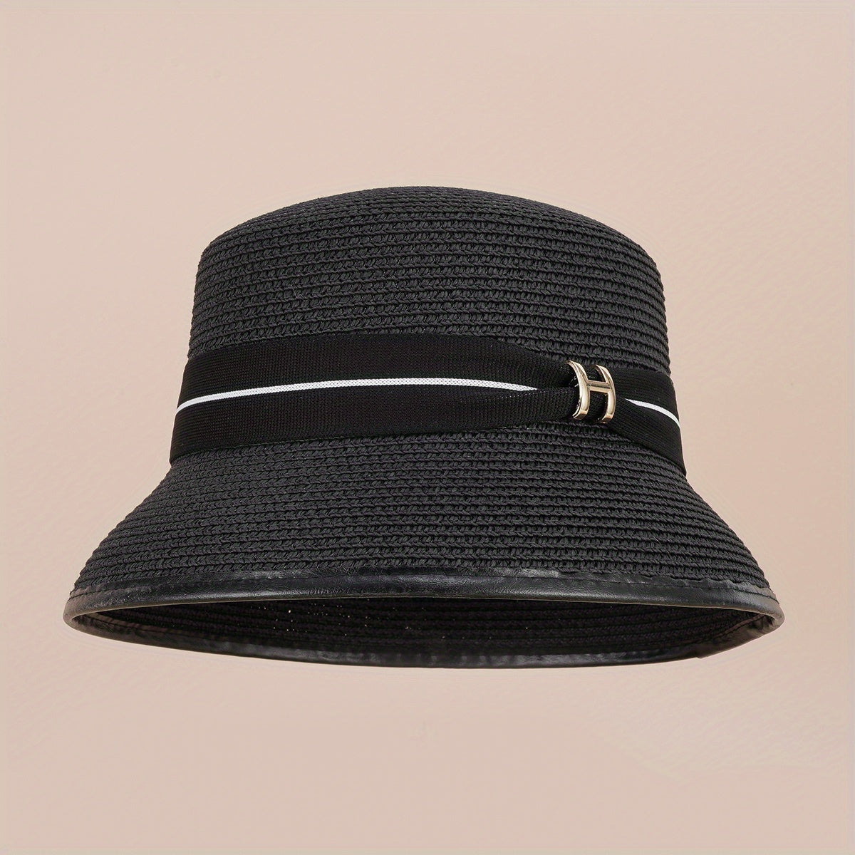 Straw Bucket Hat Strap Decor Classic Sunscreen Basin Hat Women