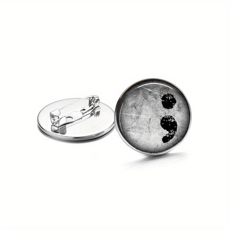 Semicolon Pattern Brooch Pins; Ancient Bronze Silver