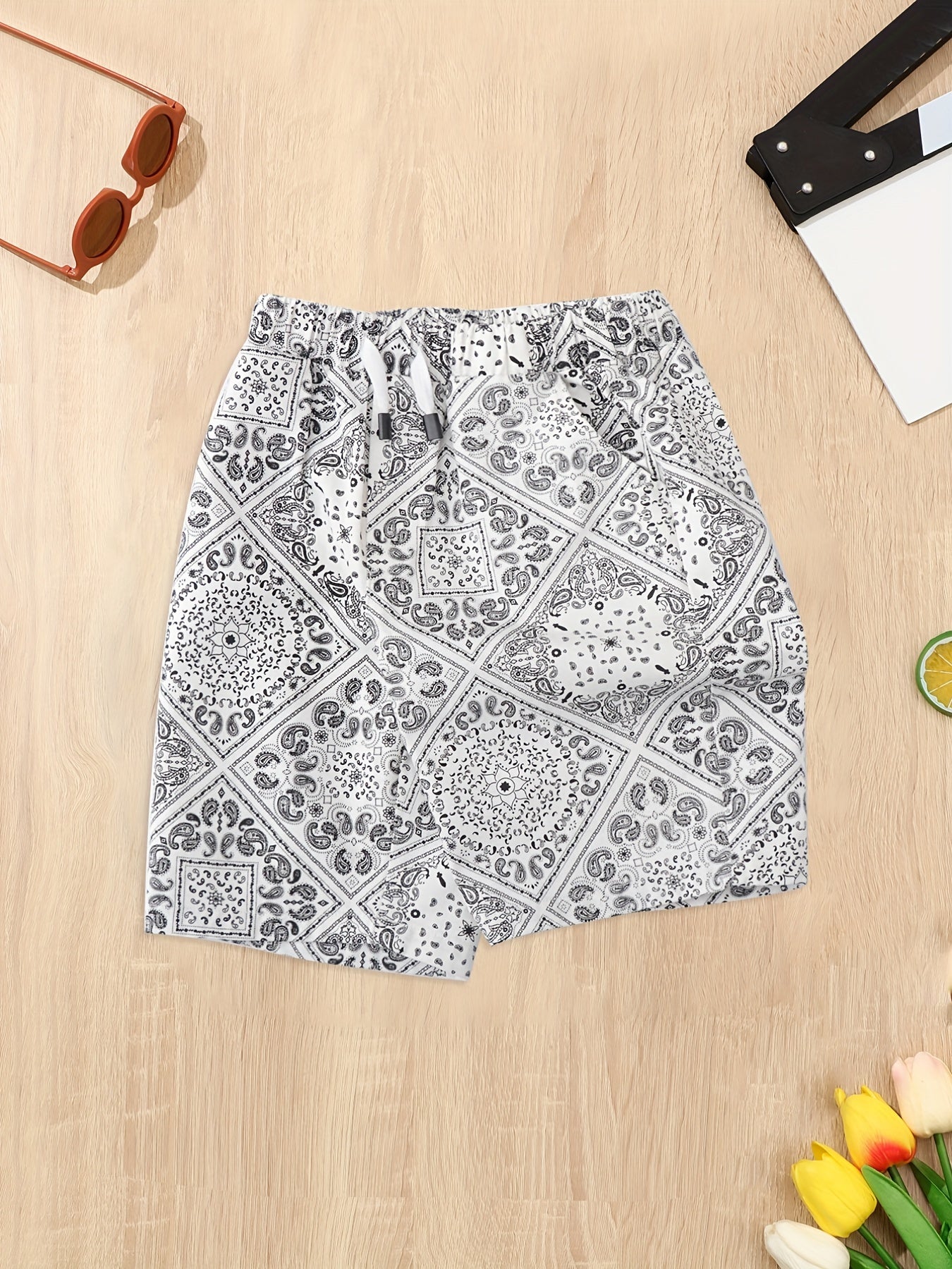 Boys Cotton Paisley Graphic Casual Shorts - Summer Style